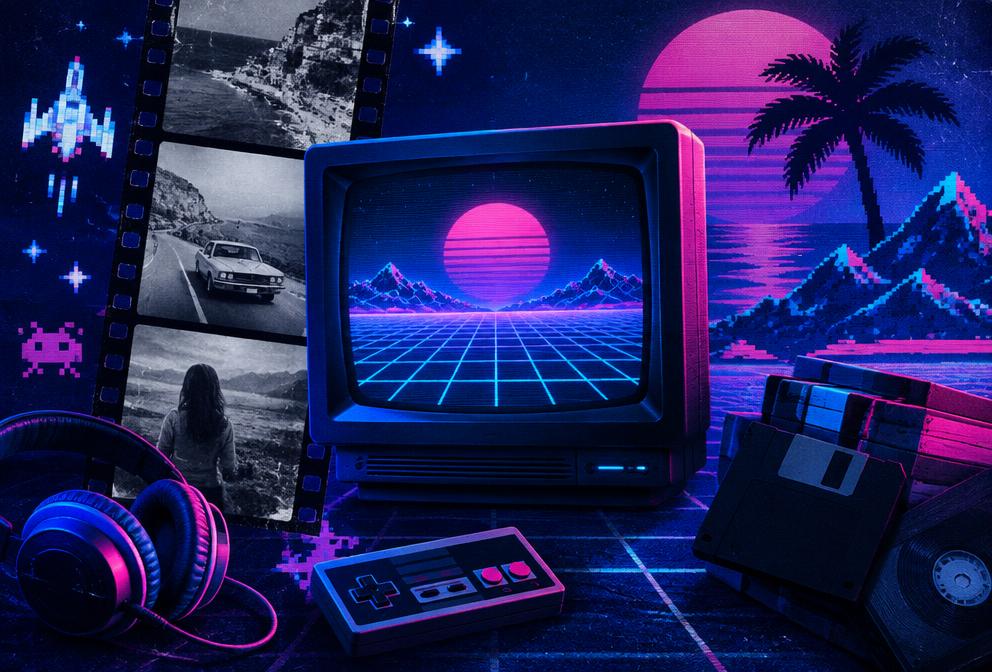 Vaporwave style preview for Retro Futures Bundle